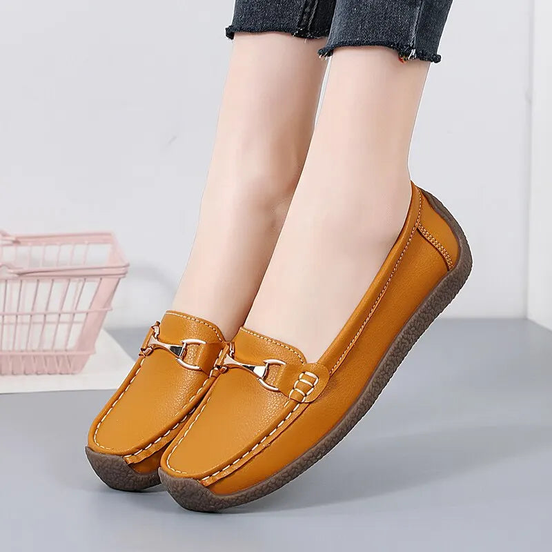Leren Mocassins Dames Flats Comfortabel Echt Leer