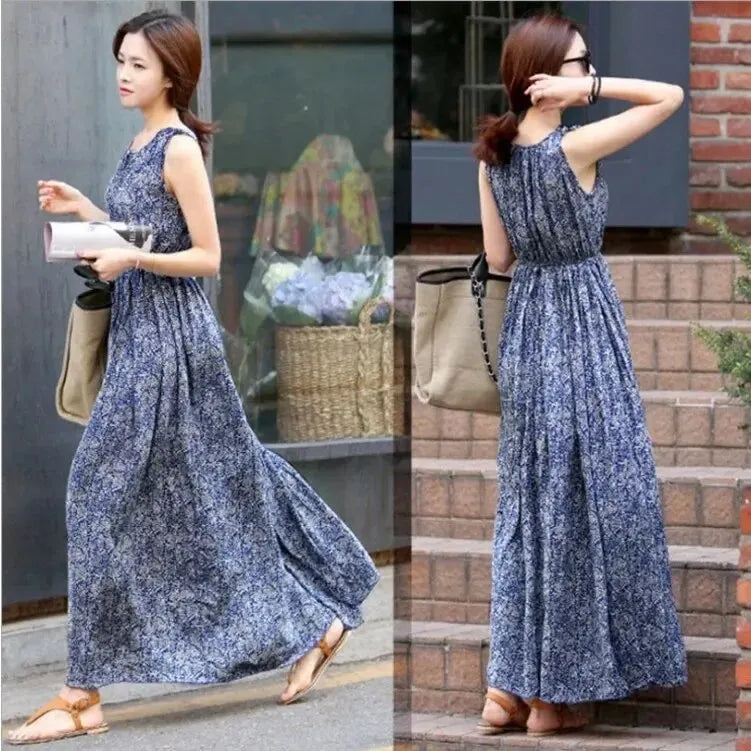 Zomerse Maxi Jurk met Bloemenprint Vrouwen Jurk