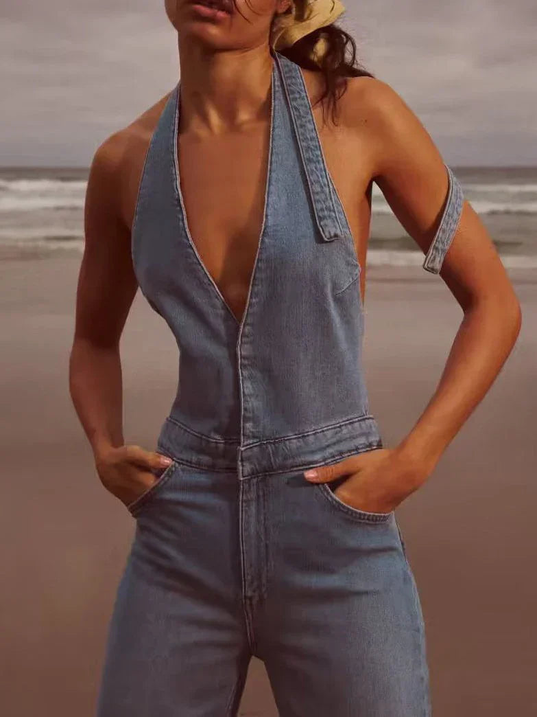 Mouwloze Jumpsuit Denim Zomerjurk Stijlvol