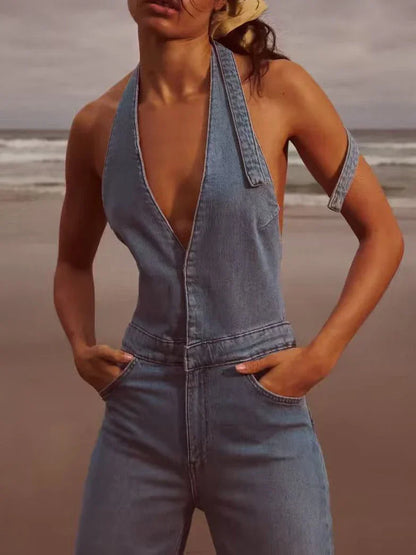 Mouwloze Jumpsuit Denim Zomerjurk Stijlvol