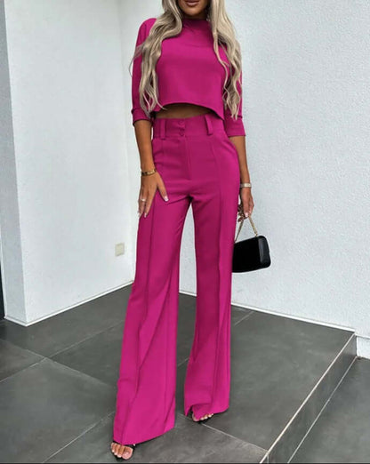 Dames Tweedelige Set - Elegante Top met Broek Comfortabel
