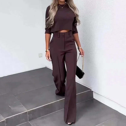 Dames Tweedelige Set - Elegante Top met Broek Elegant Design