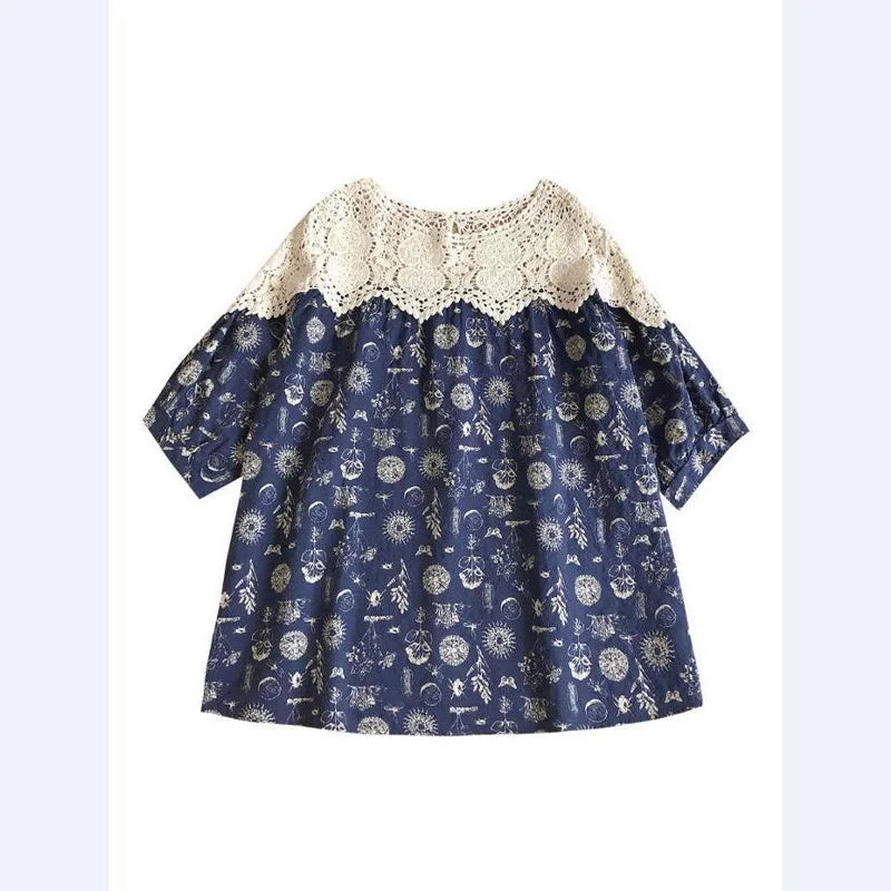 Vrouwen T-shirt Bloemenprint met Kant