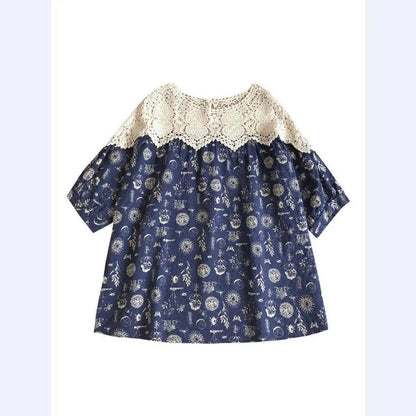 Vrouwen T-shirt Bloemenprint met Kant