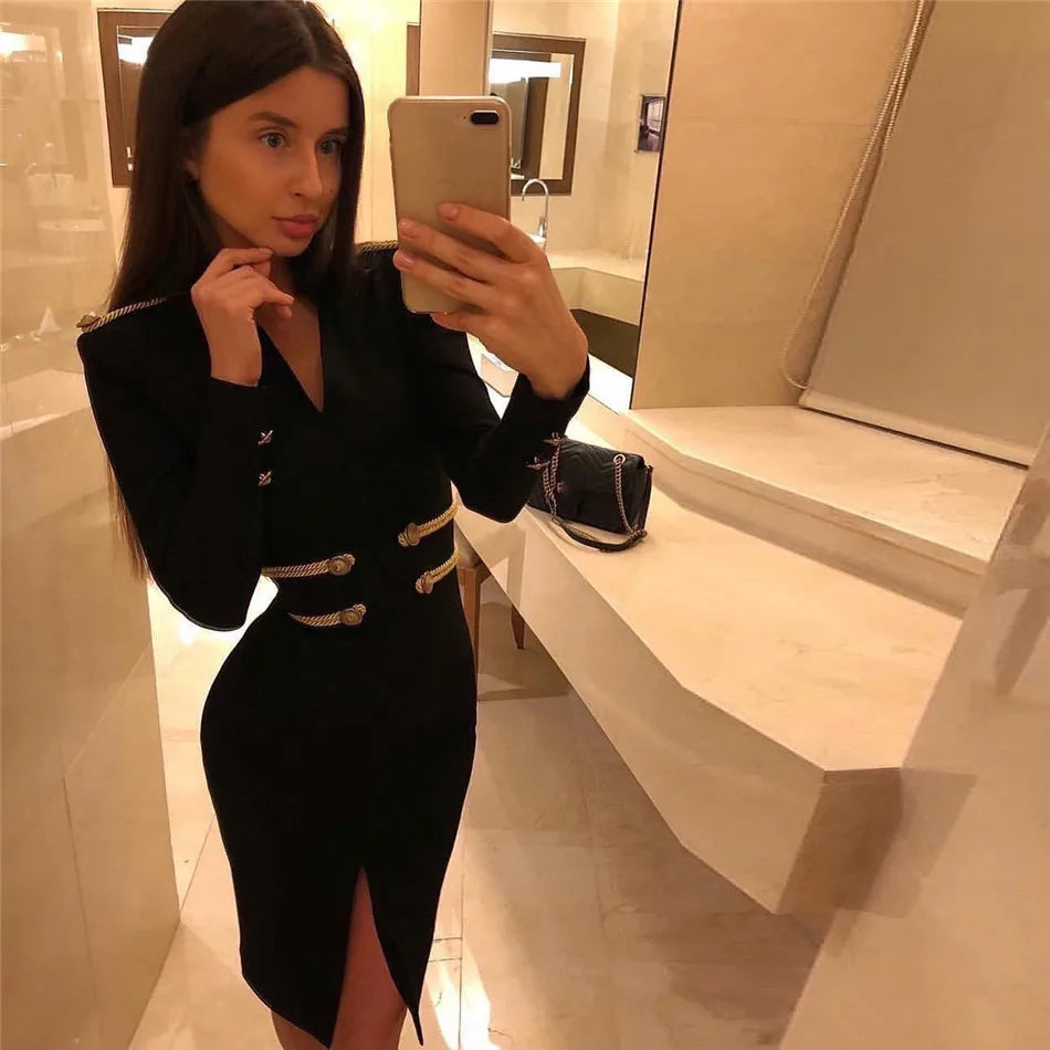 Zomer Jurk Bandage Stijl Volledige Mouwen Sexy Dress