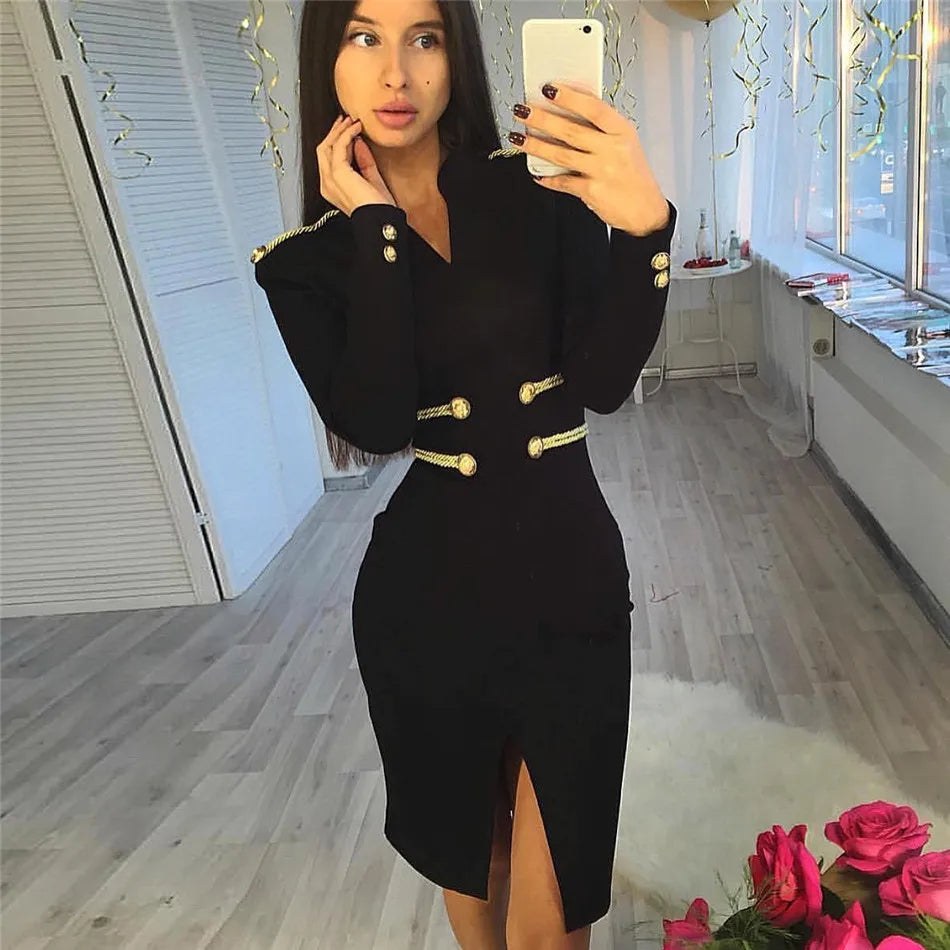 Zomer Jurk Bandage Stijl Volledige Mouwen Sexy Dress