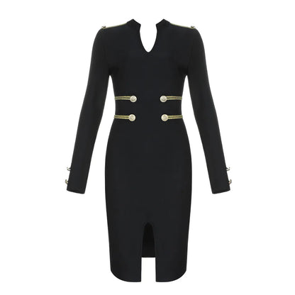 Zomer Jurk Bandage Stijl Volledige Mouwen Sexy Dress
