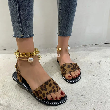 Zomergloed Sandalen met Parels en Hakjes