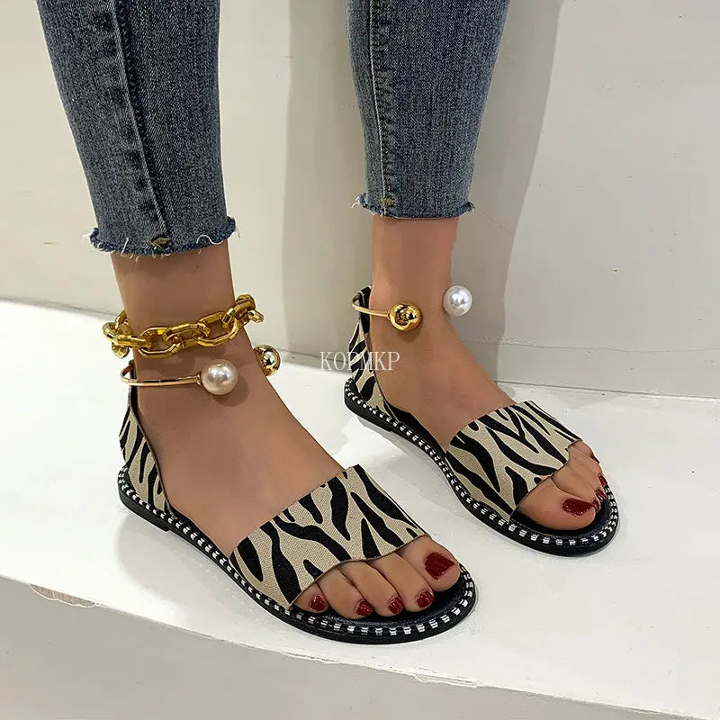 Zomergloed Sandalen met Parels en Hakjes