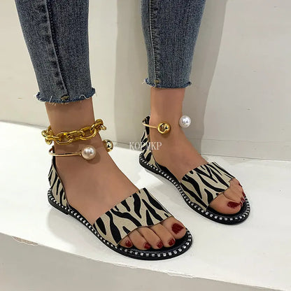 Zomergloed Sandalen met Parels en Hakjes