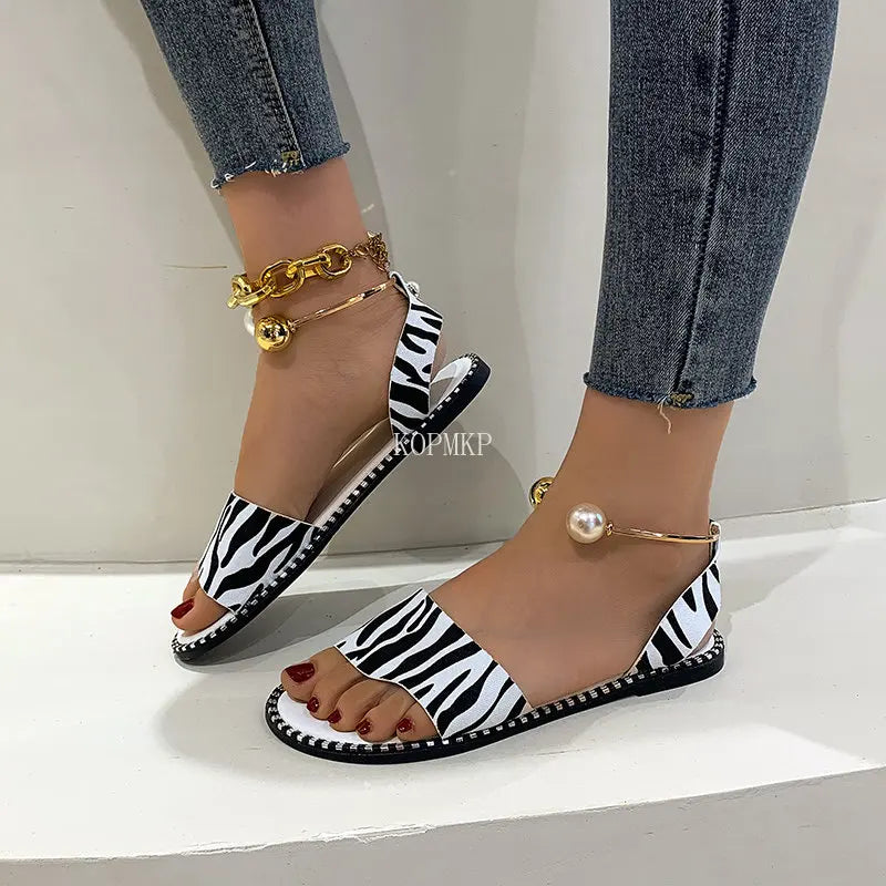 Zomergloed Sandalen met Parels en Hakjes