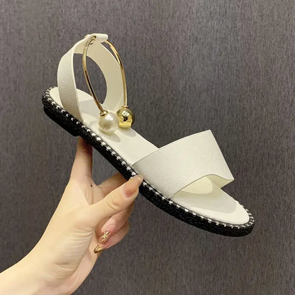 Zomergloed Sandalen met Parels en Hakjes
