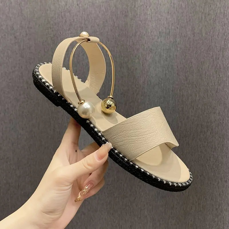 Zomergloed Sandalen met Parels en Hakjes