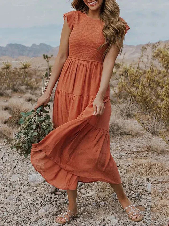 Jurk Dames Korte Mouwen Zomerjurk Midi Lente - StudioMarella