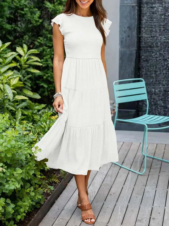 Jurk Dames Korte Mouwen Zomerjurk Midi Lente