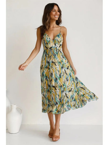 Midi Zomerjurk Vrolijk Geprint Elegante Jurk voor Vrouw