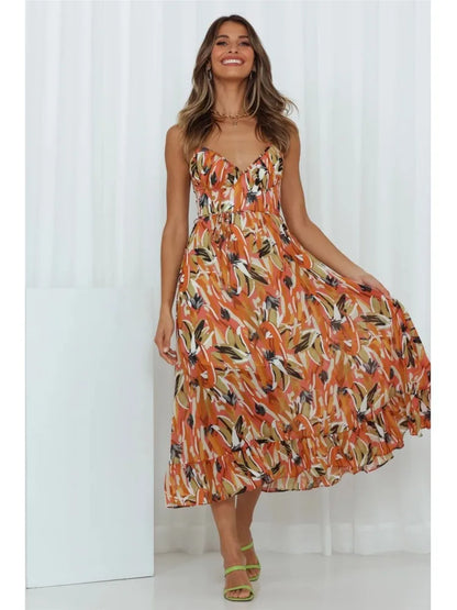 Midi Zomerjurk Vrolijk Geprint Elegante Jurk voor Vrouw