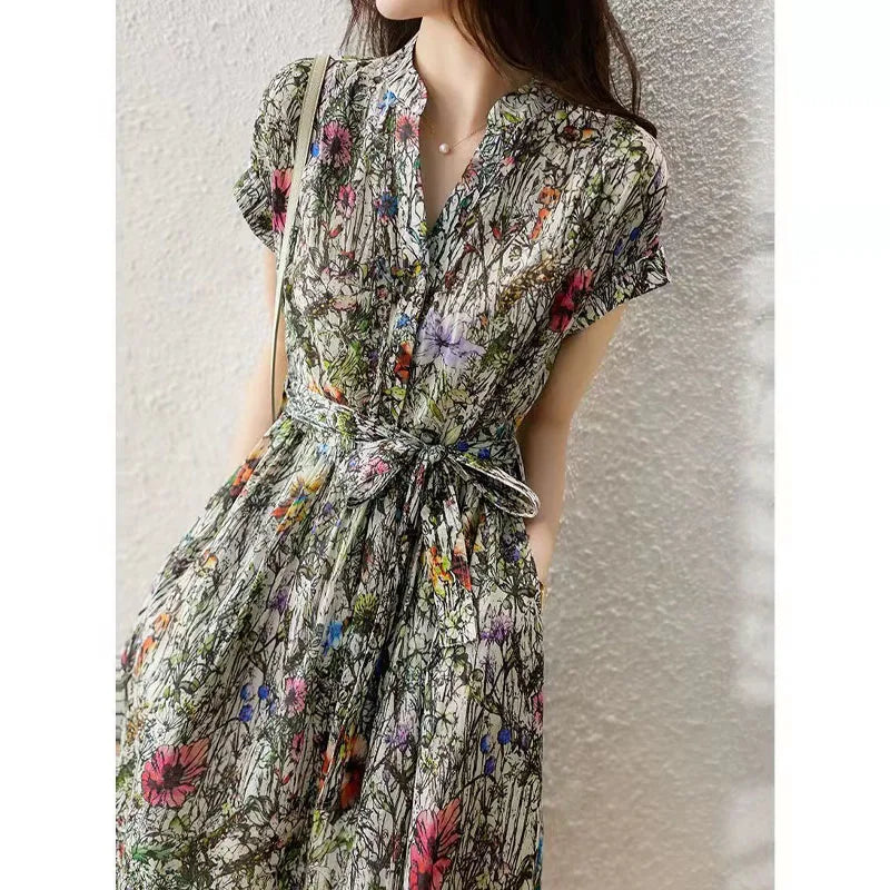Luxe Zomerjurk Geprint Elegante Jurassic Design