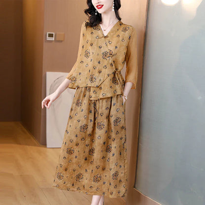 Zomerjurk Lange Vintage Stijl Mode Set voor Vrouwen
