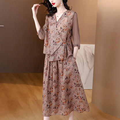 Zomerjurk Lange Vintage Stijl Mode Set voor Vrouwen