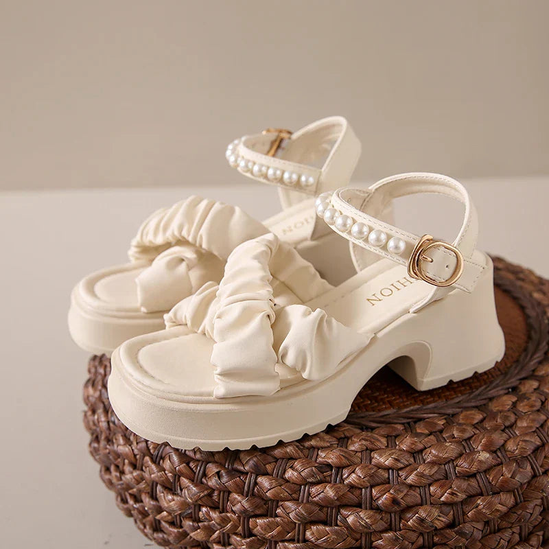 Parel Sandalen voor Vrouwen Groot Platform Hoge Hak