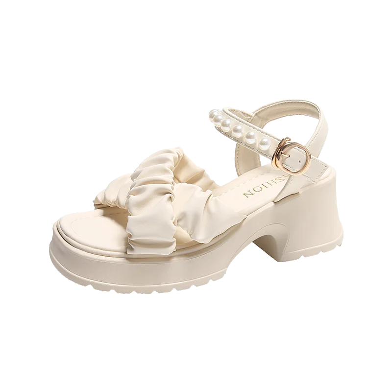 Parel Sandalen voor Vrouwen Groot Platform Hoge Hak