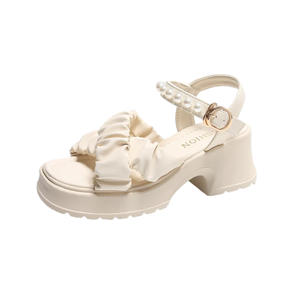 Parel Sandalen voor Vrouwen Groot Platform Hoge Hak