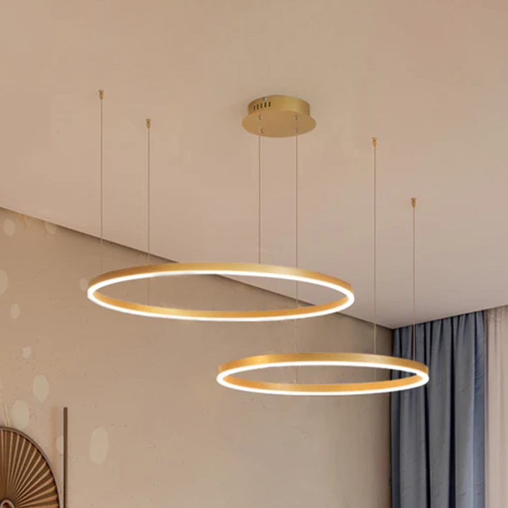 Hanglamp Ring Led Rond Metaal Zwart Goud Koffie Dimbaar Woonkamer Slaapkamer Eetkamer