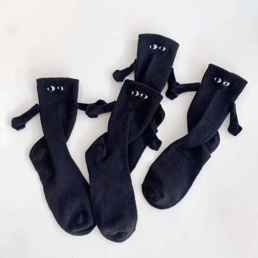 Magnetische Koppelsokken met Cartoonogen Zwart Wit Katoenmix Unisex Comfortabel Ademend Dagelijks Draagcomfort