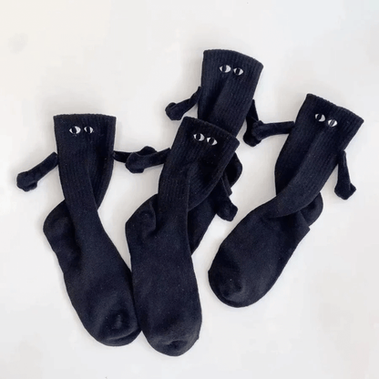 Magnetische Koppelsokken met Cartoonogen Zwart Wit Katoenmix Unisex Comfortabel Ademend Dagelijks Draagcomfort