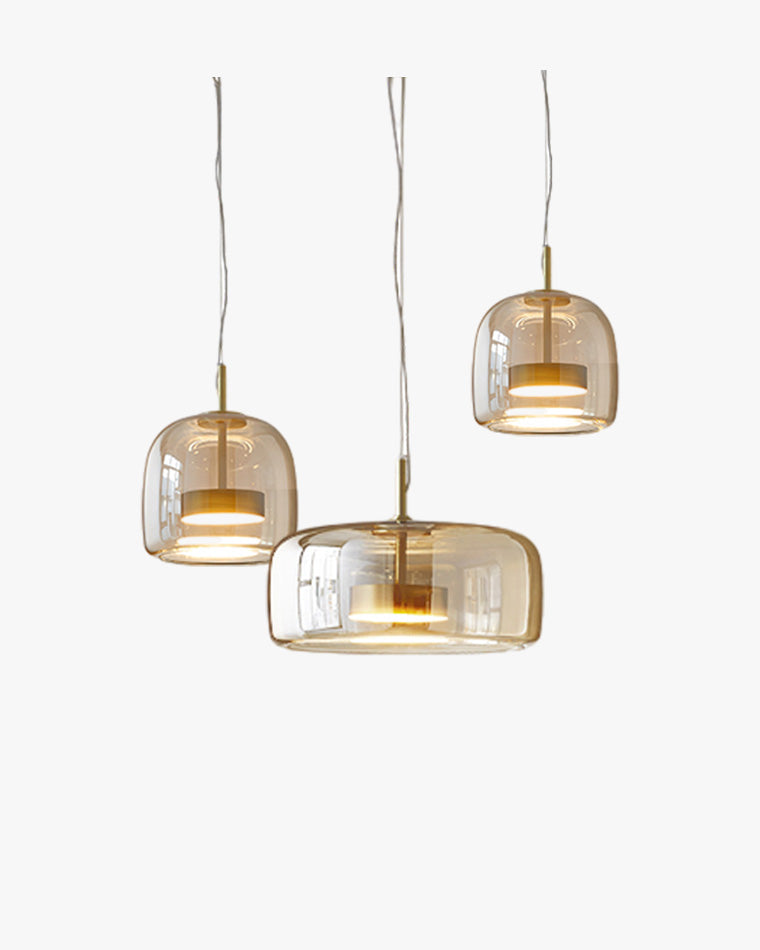 Hanglamp Geblazen Glas Amber Goud Rond Verstelbaar Eettafel Woonkamer Modern