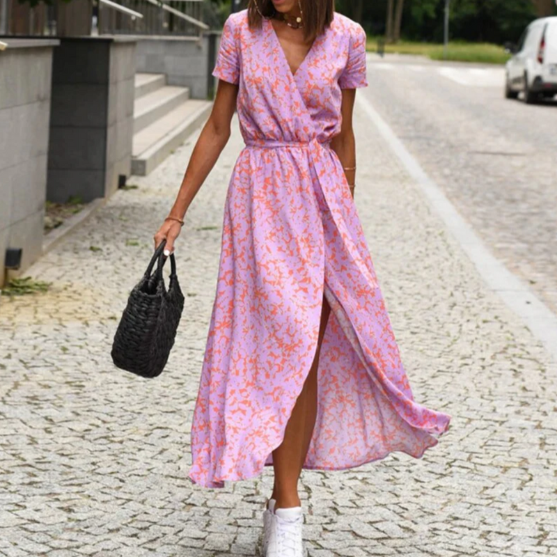 Lange Elegantie Jurk voor Ceremonie met Bloemenprint