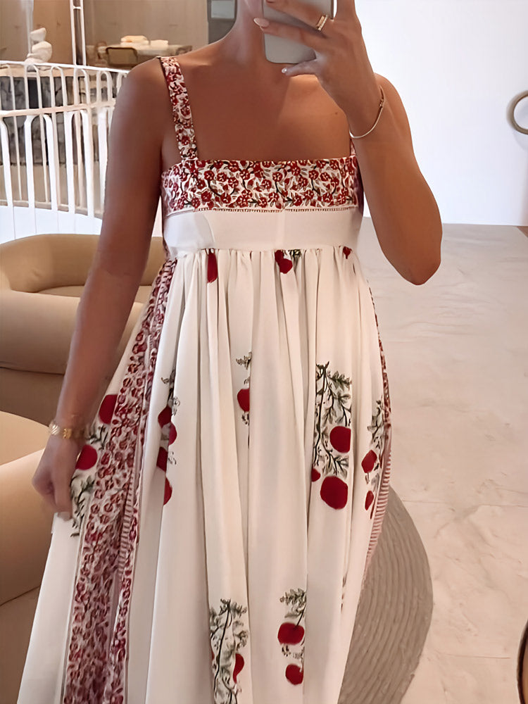 Vrouwelijke Maxi Jurk Bloemig Met Bandjes Boho Chic