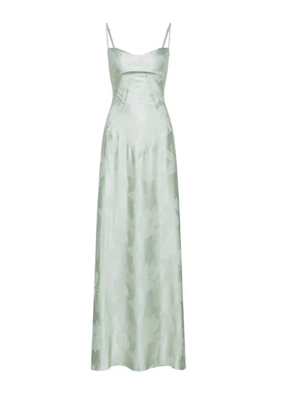 Pistache Groene Maxi Jurk met Bloemenprint voor Vrouw