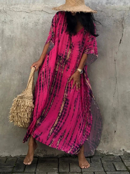 Zomer Maxi Jurk Dames Kaftan Strandjurk Met Print