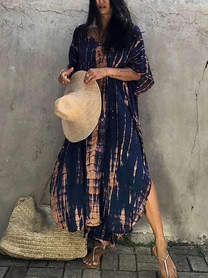 Zomer Maxi Jurk Dames Kaftan Strandjurk Met Print