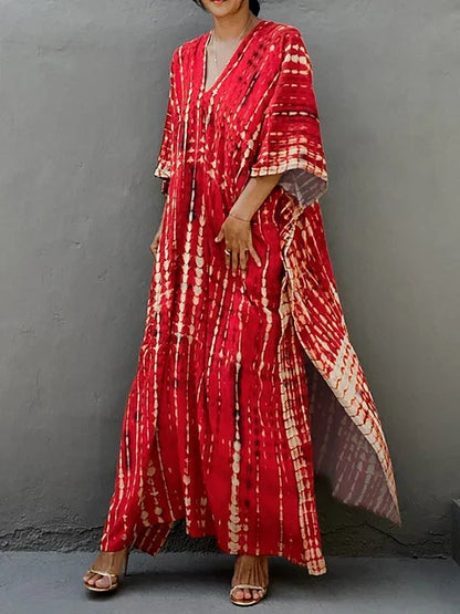Zomer Maxi Jurk Dames Kaftan Strandjurk Met Print