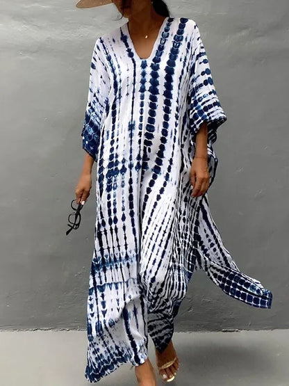 Zomer Maxi Jurk Dames Kaftan Strandjurk Met Print