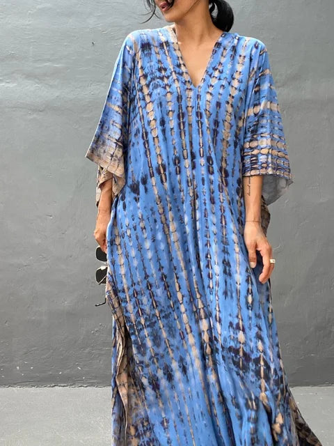 Zomer Maxi Jurk Dames Kaftan Strandjurk Met Print
