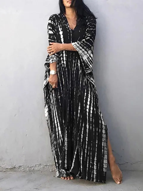Zomer Maxi Jurk Dames Kaftan Strandjurk Met Print
