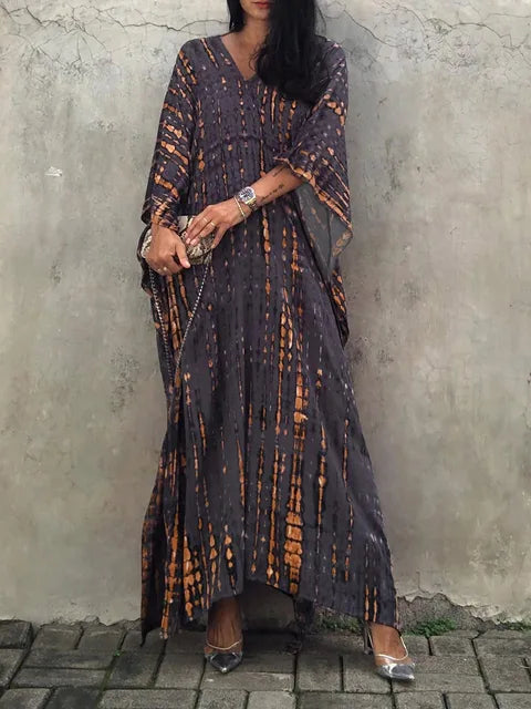 Zomer Maxi Jurk Dames Kaftan Strandjurk Met Print