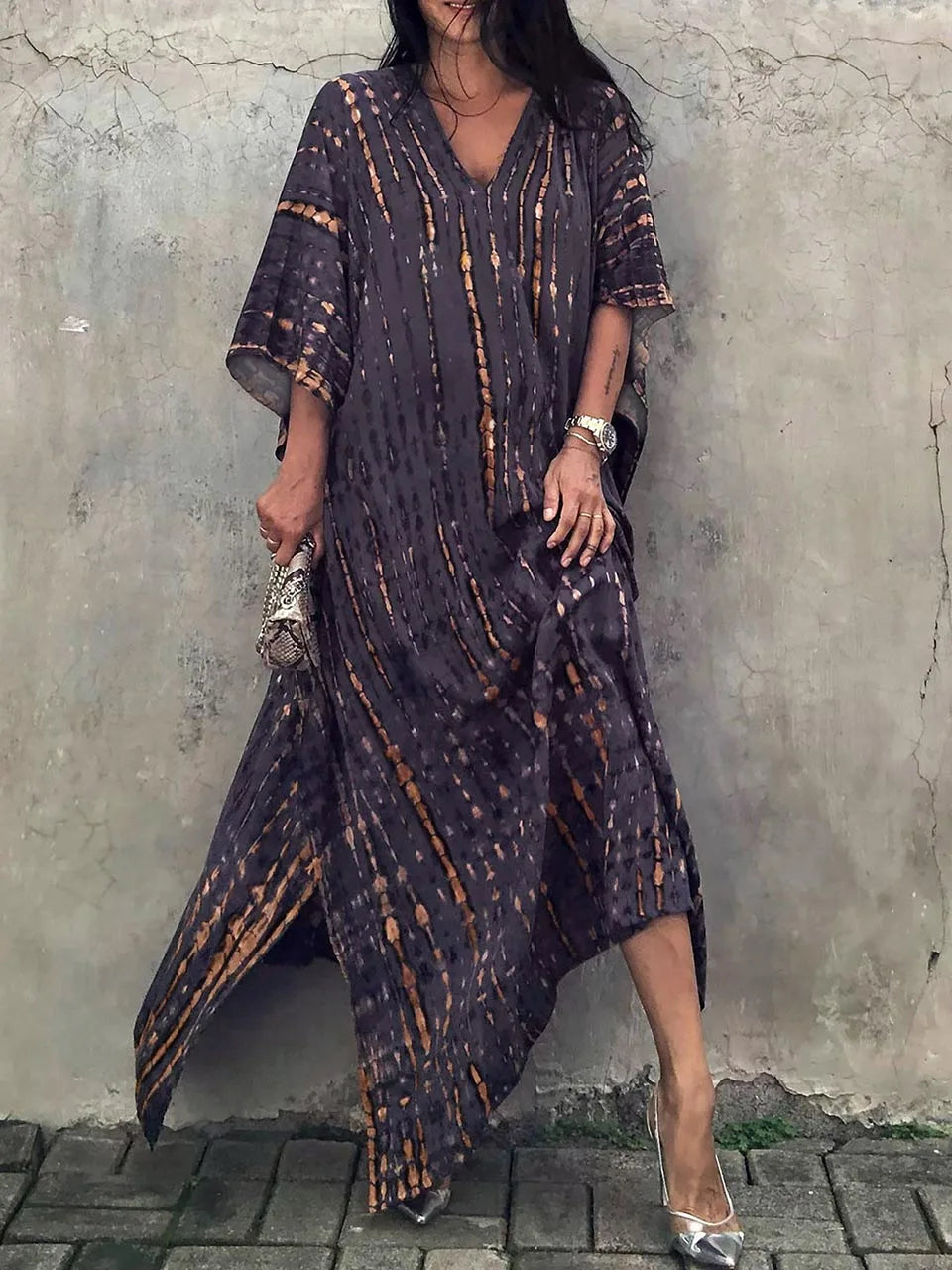 Zomer Maxi Jurk Dames Kaftan Strandjurk Met Print