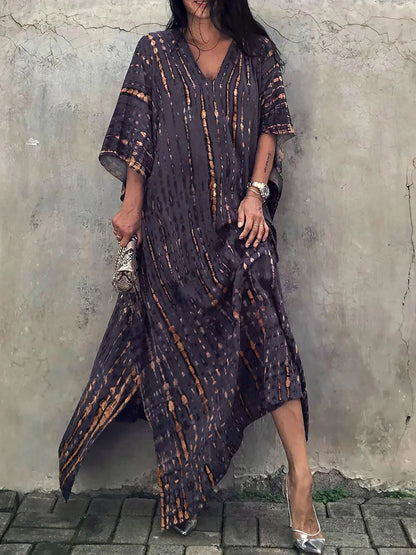 Zomer Maxi Jurk Dames Kaftan Strandjurk Met Print