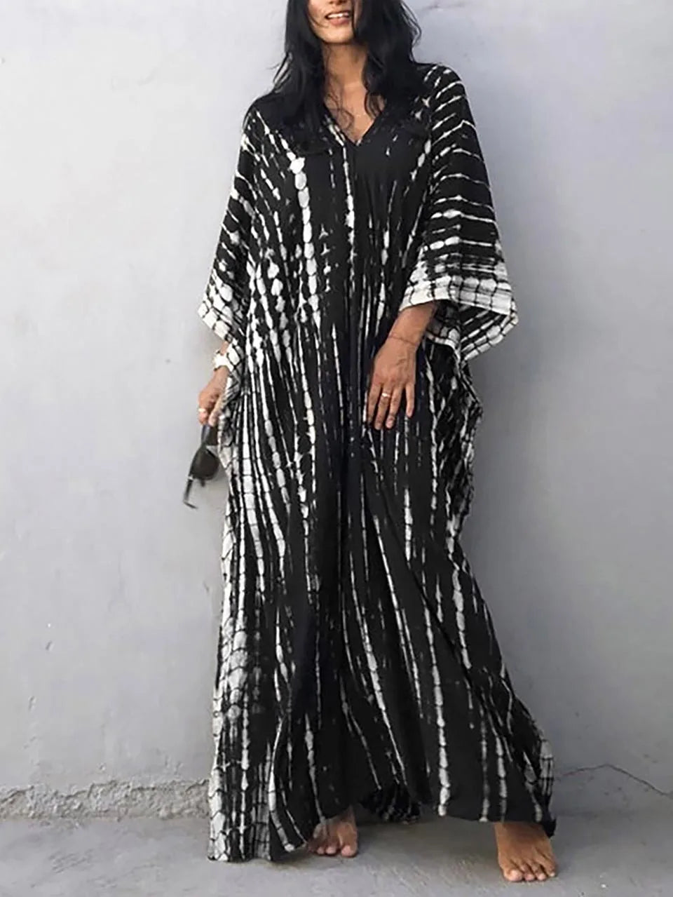 Zomer Maxi Jurk Dames Kaftan Strandjurk Met Print