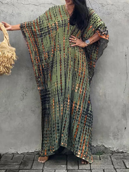 Zomer Maxi Jurk Dames Kaftan Strandjurk Met Print