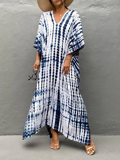 Zomer Maxi Jurk Dames Kaftan Strandjurk Met Print