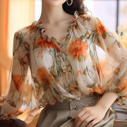 Bloementop Vrouwen Zomerse Jurk Blouse Met Korte Mouw