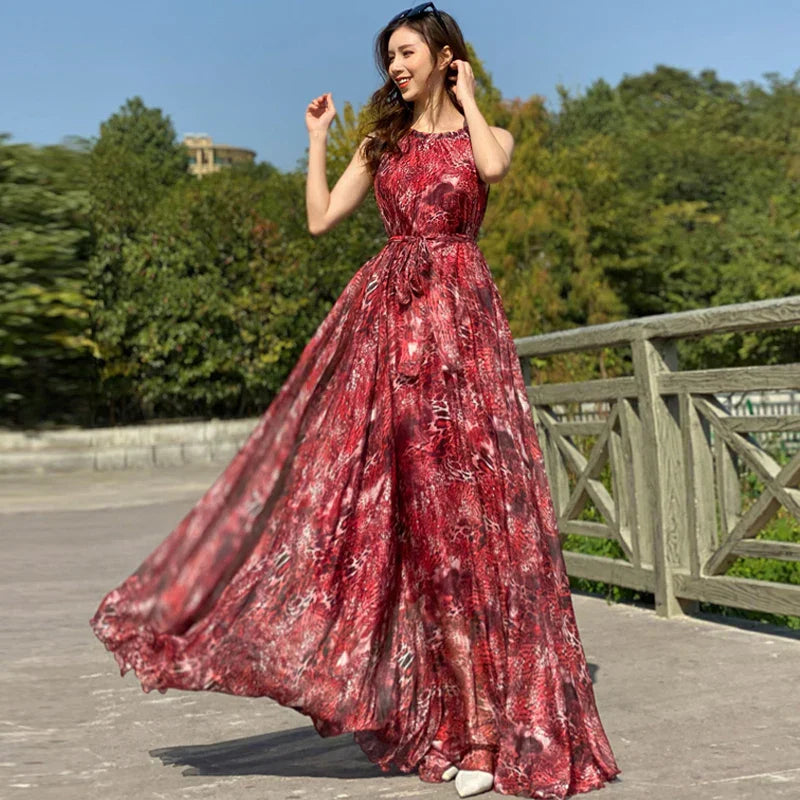 Luipaardprint Maxi Jurk met Sterrenhemel Print Vrouwelijk - StudioMarella