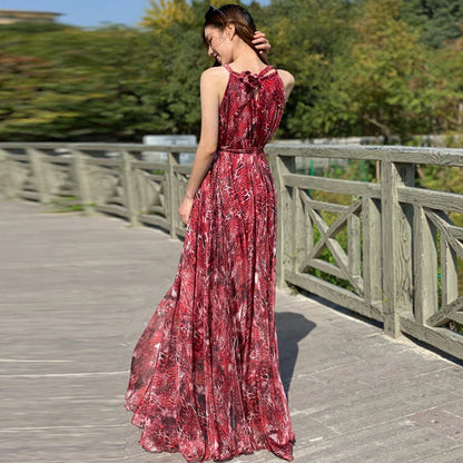 Luipaardprint Maxi Jurk met Sterrenhemel Print Vrouwelijk