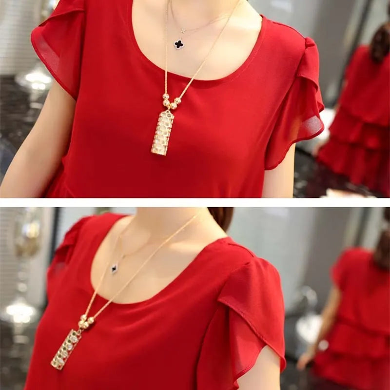 Zomerjurk Ruffles Wavy Rand Korte Chic Jurk